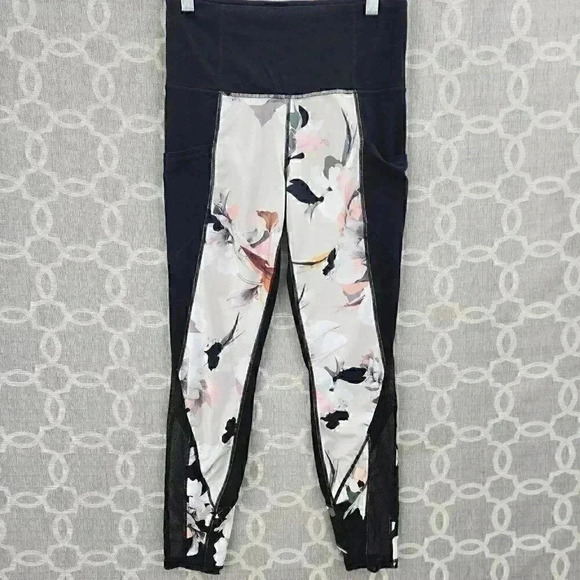 Athleta Pants - Athleta Floral Mesh Black Cropped Leggins Women's S